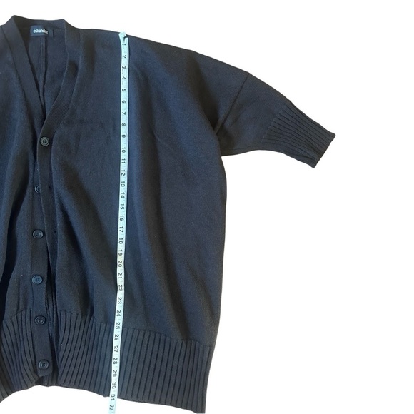 ESKANDAR Wide V-Neck Button Dark Brown Cardigan - Picture 11 of 12